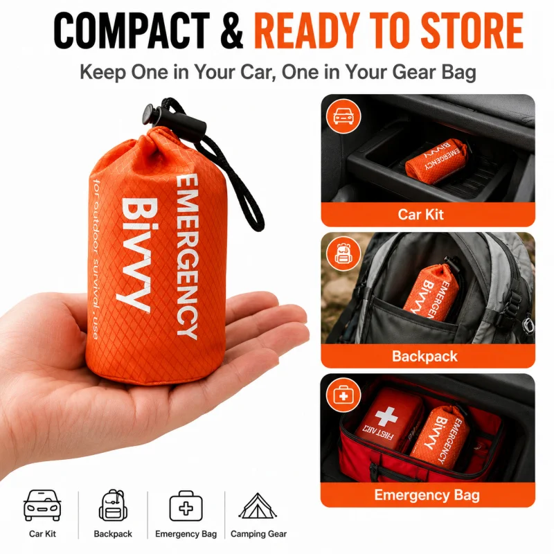 Bivy Bag Emergency - 비상용 침낭, PE 알루미늄 필름 비비백