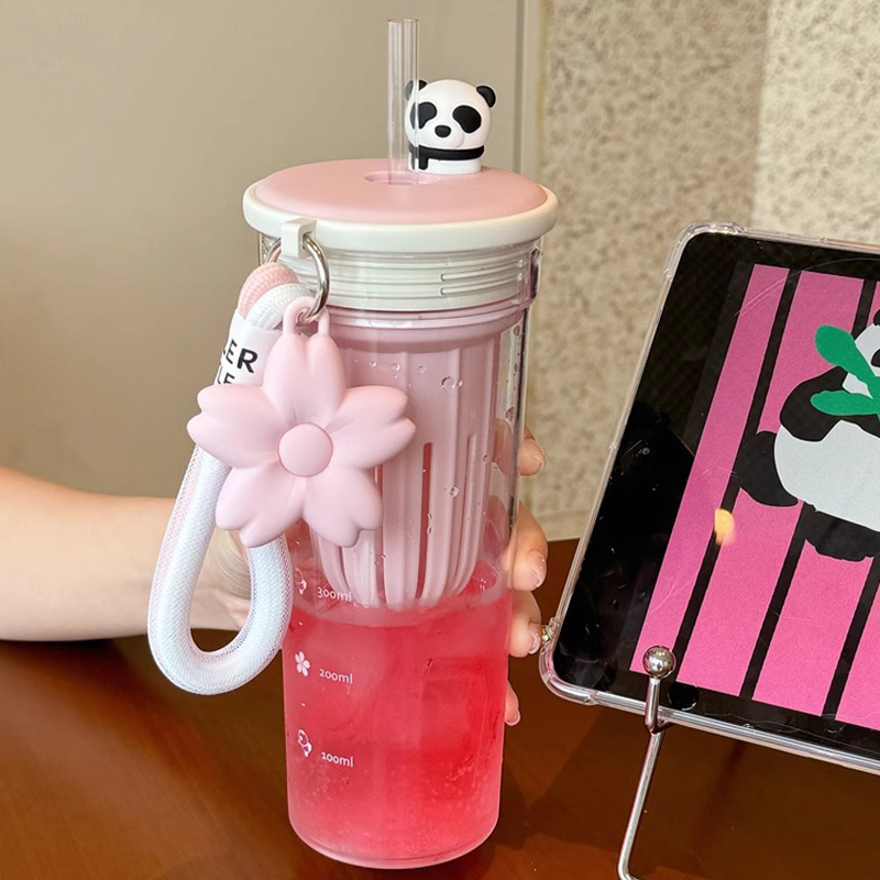 소녀용 귀여운 사쿠라 판다 트리탄 스포츠 물병, 커피  - Water Purification Straw 리뷰 및 가격